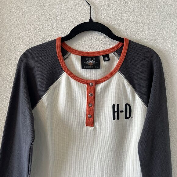 Harley-Davidson Womens Henley Shirt Size Medium Long Sleeve Motorcycle Classic - Picture 5 of 15